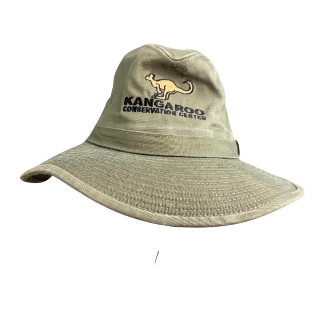 J Hats Kangaroo Conservation Center Safari Bucket Hat Olive Green 58cm Wide Brim